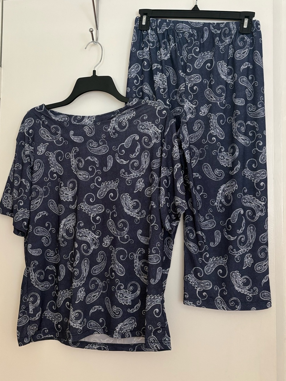 Navy Paisley Lounge Set — Top & Pants